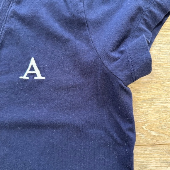 Maeve V-Neck Short-Sleeve Tee Anthropologie embroidered letter "A" Sz Large - Picture 5 of 6